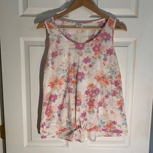 Floral tied front tank top